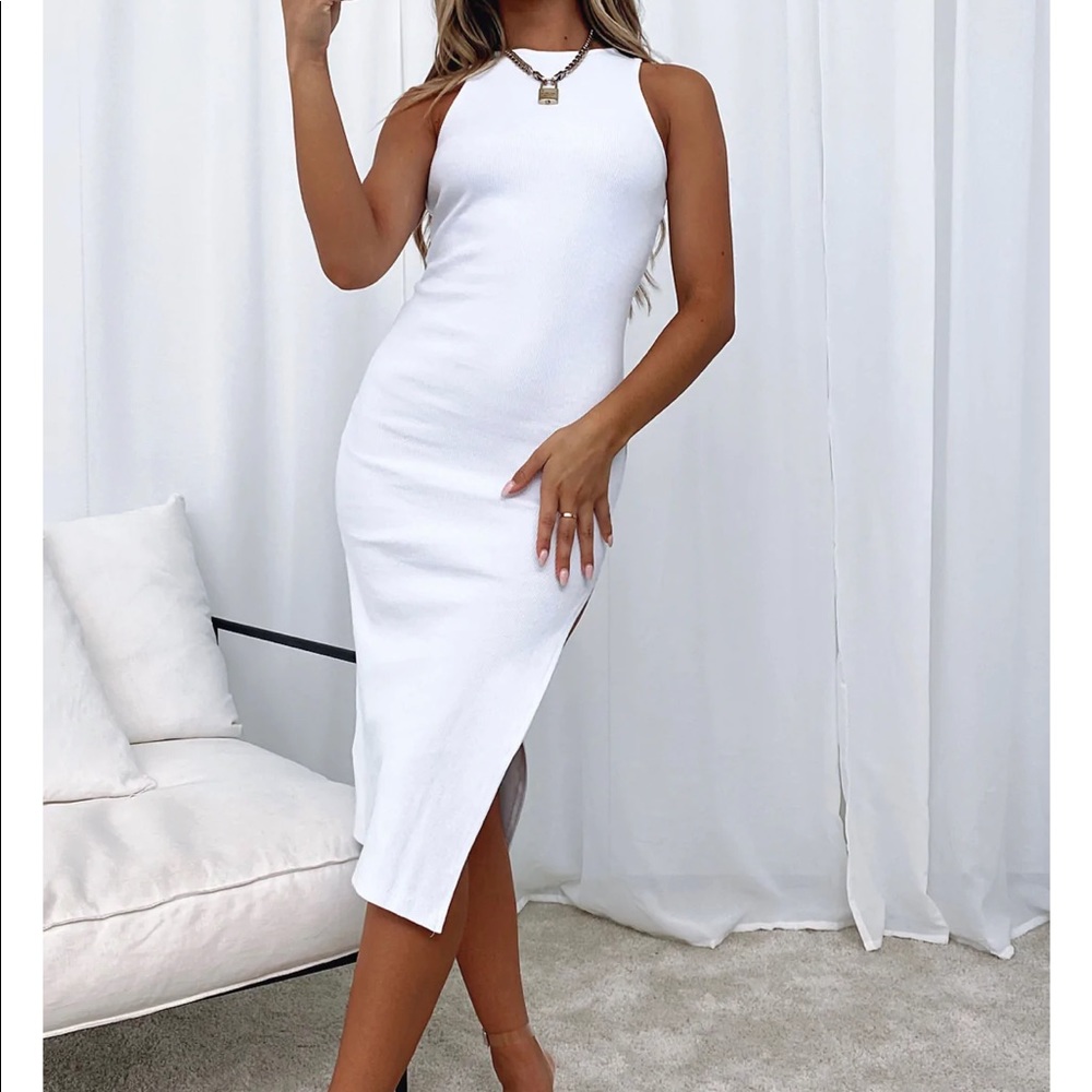 White Fox Meet Again Midi Dress White - Size XS